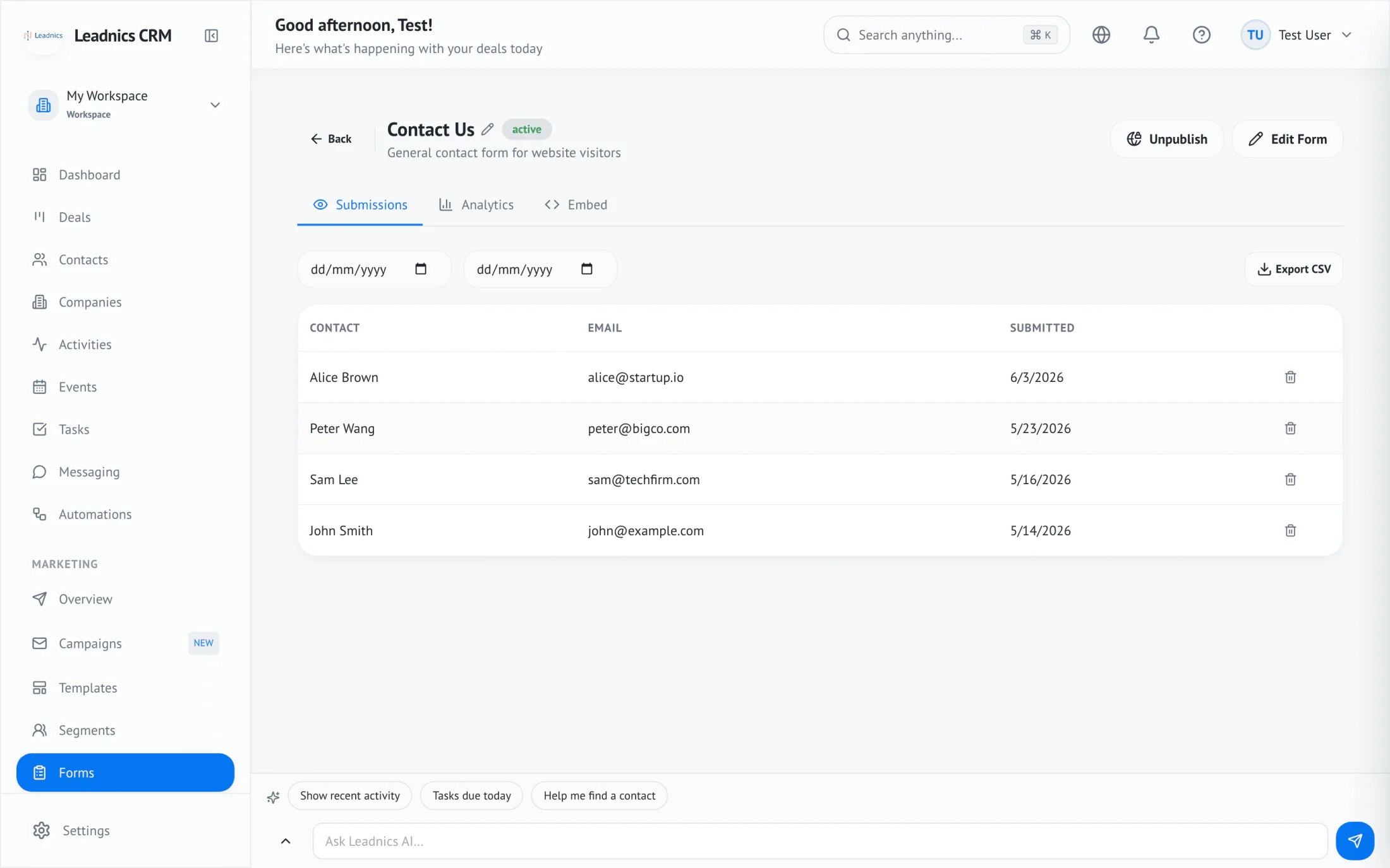 Drag-and-drop builder screenshot